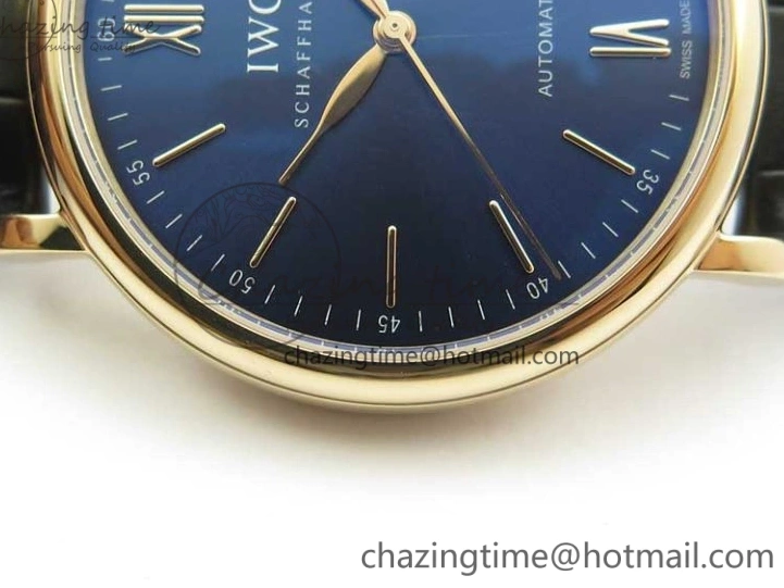 MIROTIME 0428 MoistureWicking Portofino Automatic RG IW356522 FKF 1:1 Best Edition Blue Dial on Black Croco Strap A 7109